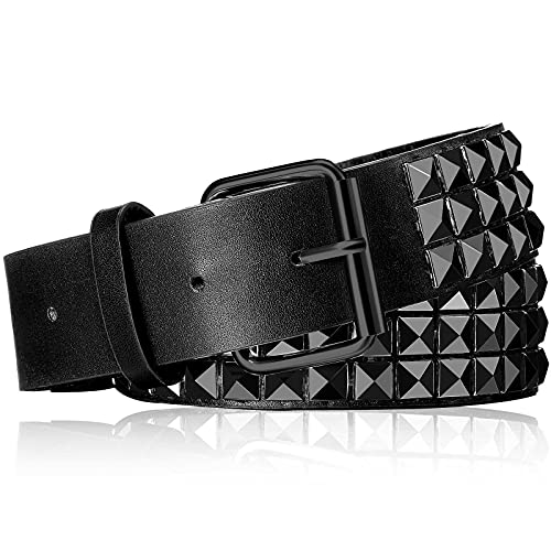 Studded Belt Metal Punk Rock Rivet Belt Punk Leather Belt Threads Studded Goth Belt With Pyramid Studs For Women Men(Black) #TOP11
