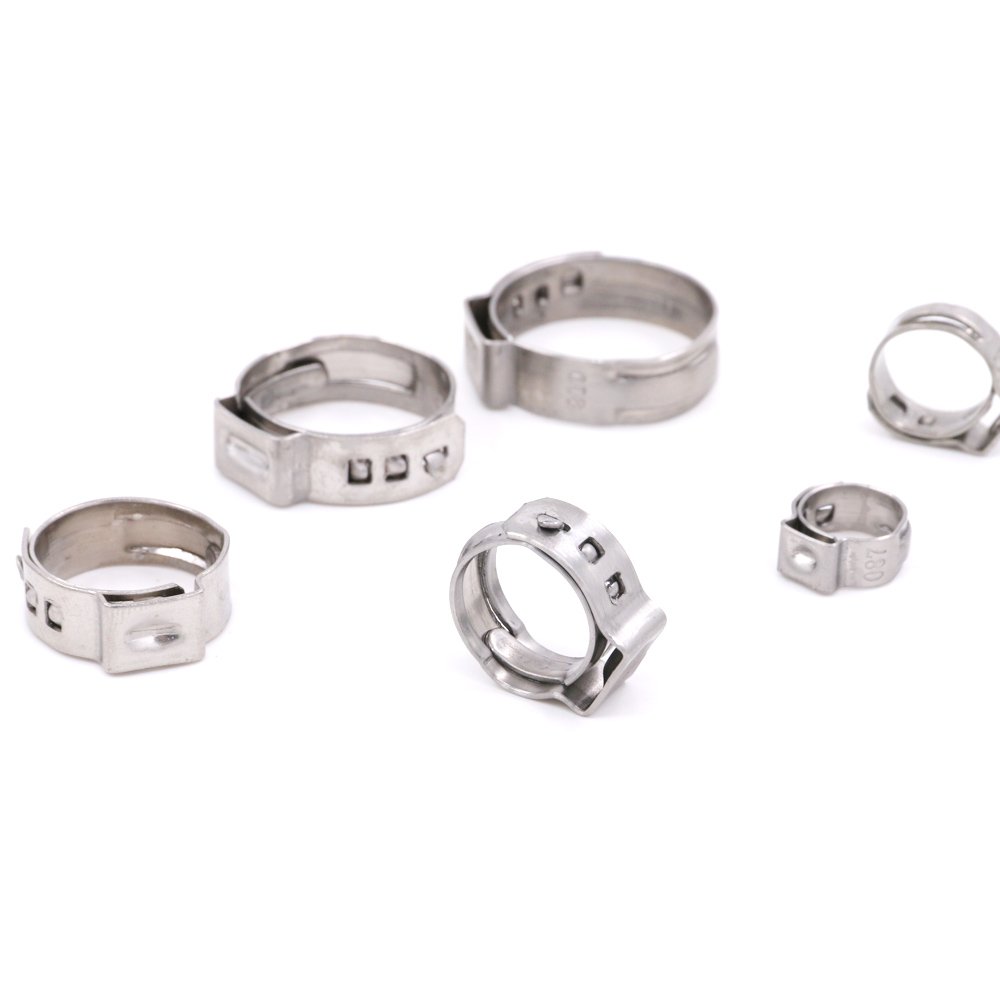70Pcs Single Ear Stepless Hose Clamps Stainless Steel Cinch Clamp Rings Hose Clamps Kit for Tubing Pipes with Storage Box