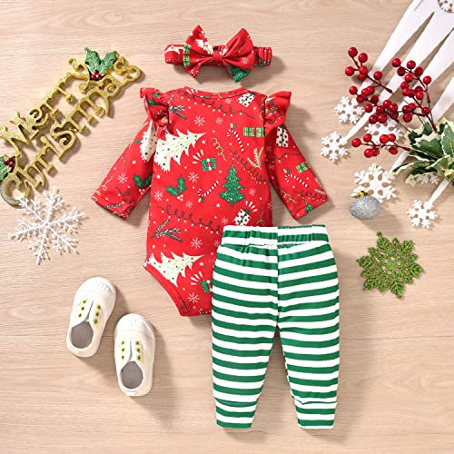 Image of Aalizzwell Preemie Newborn Infant Baby Girls Clothes Ribbed Romper Bodysuit Pants Set Fall Winter Outfits