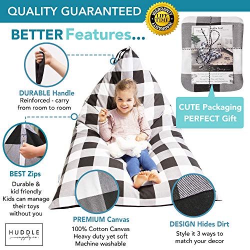 Huddle Designer Stuffed Animal Bean Bag Storage Washable Xl Cover -The Original Bean Bag For Stuffed Animals Storage Premium Stuffed Animal Storage Bean Bag For Kids | Strong Zipper, Thick Canvas #TOP5