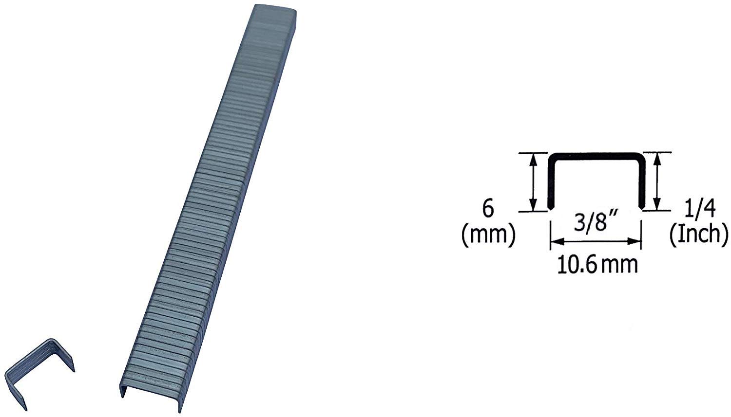 3PLUS T50/06 20 Gauge 3/8-Inch(10.6mm) Crown 1/4-Inch Leg Length Galvanized Fine Wire Staples, 5,000 per Box