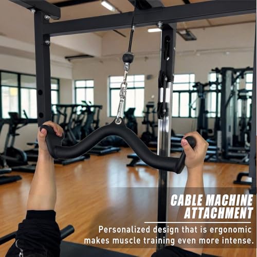 Image of BLUSLM Lat Pull Down Bar T bar Row Attachment, V Bar Tricep Lat Pulldown Attachments, Back Strength Training Bar for Home Gym Exercise Cable Machine Attachments