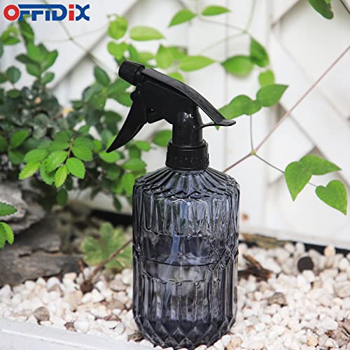 Image of OFFIDIX Glass Spray Bottle, Grey Fine Mist Plant Mister 0.4L Water Can | Adjustable Nozzle, Plants Glass Misters Bottle, Handheld Pressure Watering 400ml /13.5 oz Empty Vintage Mister for Indoor