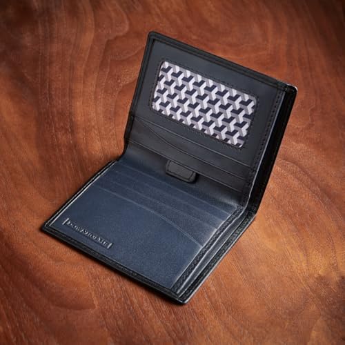 Downholme Men's Bifold Slim Silhouette Leather Wallet (Black)4