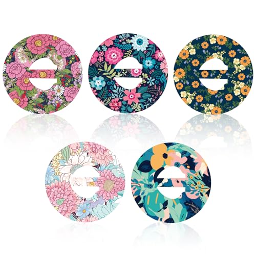 25uds Parches para Sensor, 5 Flores Patrones Cubiertas de Sensor Adhesivas Transpirables e Impermeables Pegatinas Redondas 3/4 Compatibles con Guardian