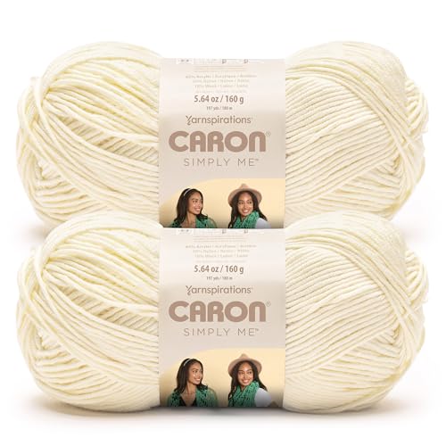 Image of Caron Simply Me, Soft Yarn for Crocheting, Aran, 2-Pack | #5 Bulky Yarn, 62% Acrylic 20% Nylon 18% Wool, Soft Yarn for Knitting, Crochet, Hobby Crafts, 197yd, 160g /5.64oz per skein
