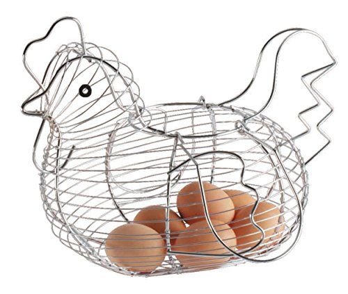 Panier à œufs en fil chromé en forme de poule Cover