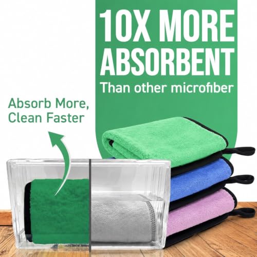 Image of Btag Microfiber Cleaning Cloth, 30x40 cms 600 GSM | Highly Absorbent,Lint and Streak Free, Multi-Purpose Wash Cloth for Kitchen,Car,Window,Stainless Steel,Silverwear (Assorted 30x40cms) Pack of 3