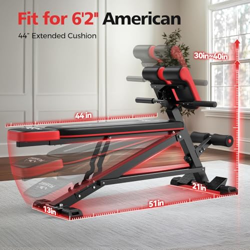 FLYBIRD-3-in-1-Workout-Bench-Roman-Chair-Weight-Bench-and-Sit-Up-Bench-for-Hyper-Back-Extension-and-Full-Body-Workout-with-Handle-Abdomen-core-and-Comprehensive-Glute-Training-Easy-Moving-wilth-Wheels
