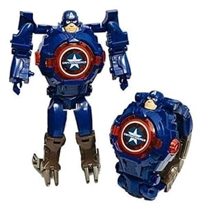 AARU Captain Action Characters Robot Toy Convert to Digital Wrist Watch for Boys and Girls Kids Digital Watch Best Diwali Birthday Return Gifts