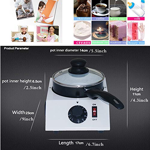 Electric Chocolate Melting Pot Furnace Stainless Steel Butter Chocolate Tempering Machine, 40W 30~85 ºC Cream Handmade Soap/Candle Heating Furnace, 2.2lbs Capacity Single Pot (110V)