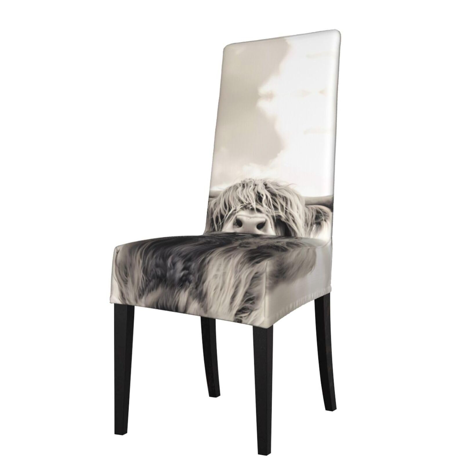 YYHWHJDE Funny Highland Cow Prints Protection Cover for Dining Chair – Stretchable Slipcovers for a Refreshing Dining Room Makeover