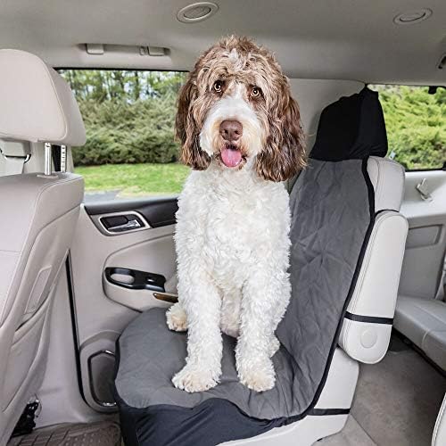 PetSafe Happy Ride Quilted Dog Car Seat Cover – Waterproof & Durable – Machine Washable – Fits Most Cars, Trucks & SUVs – Backseat Protection for Scratches & Dog Hair - Bucket, Grey