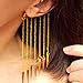 Handmade Gold Chain Ear Cuff Spike Earrings Long Non Pierced Ear Cuffs Dangle Fake Piercing Earring Boho Festival Ear Wrap No Piercing Jewelry Gift