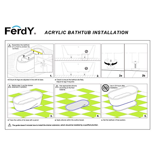 FerdY Boracay 67" Acrylic Freestanding Bathtub, Gracefully Shaped Freestanding Soaking Bathtub, Glossy White, cUPC Certified, Toe-Tap Chrome Drain & Classic Slotted Overflow Included, 02503