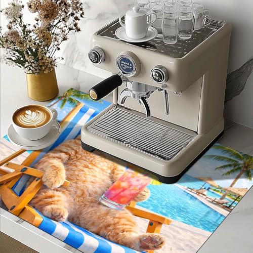 Image of HOMETITUTE Summer Stove Top Cover 28x20 Beach Cat Lounger Heat Resistant