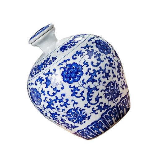 STOBAZA Jarra de Pintada Mano para Sake y Vino Recipiente y Resistente Decoración de Escritorio para Hogar Restaurante y Té Azul y Blanco