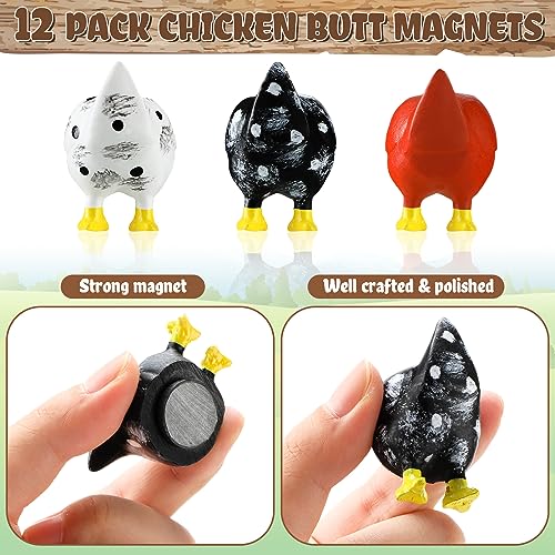 12 imanes decorativos de pollo divertidos para refrigerador miniatura 2