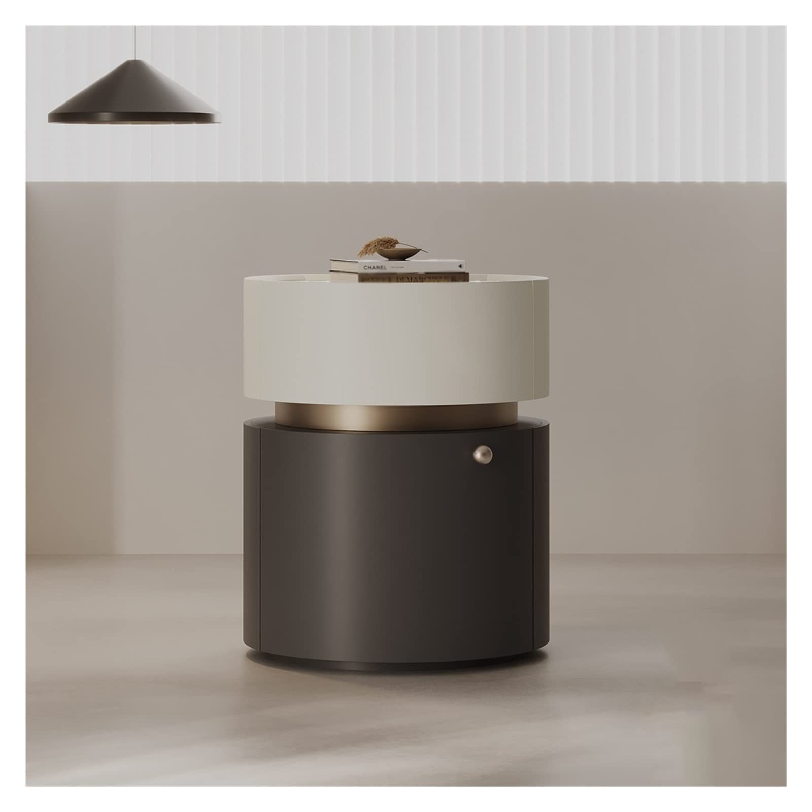 BHGFYXBS Side Tables Bedroom Modern Minimalist Bedside Table Double-Layer Small Round Table Bedside Cabinet Nordic Creative Bedroom Storage Cabinet Bedside Tables