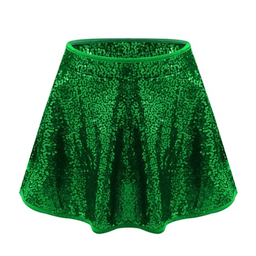 ranrann Enfant Fille Jupe Danse Paillette Jupe Danse Moderne Jazz Tenue Tutu Ballet Brillant Gymnastique Dancewear Type D Vert 3-4 Ans