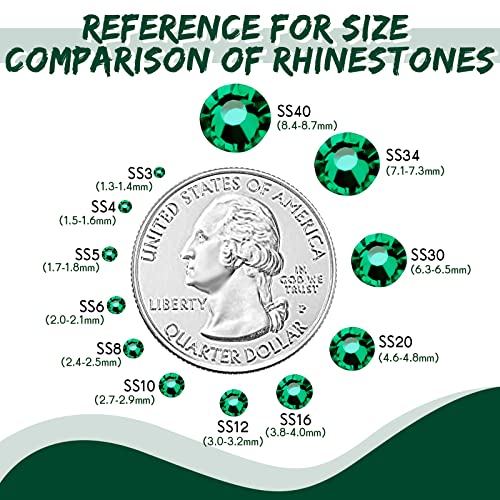 Image of 22000 Pcs Hotfix Rhinestone Bulk Crystal Iron on Flat Back Nail Gems Hot Fix Round Glass Rhinestones for Bedazzling DIY Crafts Clothes Shoes Supplies Decoration 2.7-2.9mm(SS10, Green)