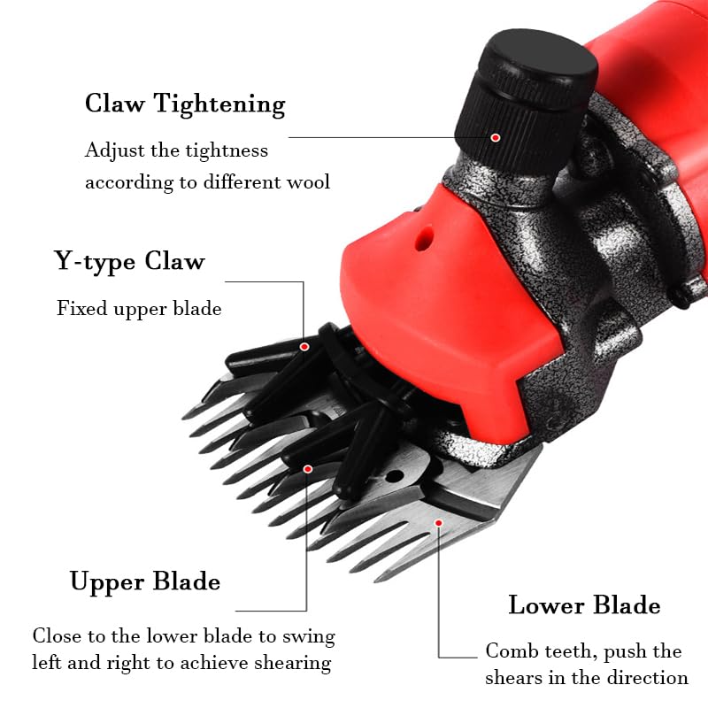 ZbOLi Tosatrice Elettrica Pesante Professionale da 690 W, Tosatrice Elettrica per Bestiame con 6 velocità, 24000 Giri/min Tosatrice per Toelettatura Animali, per Rasare Lana di Pelo di Pecore, Capre