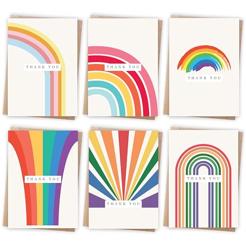 Giftinghouse Lot de 6 cartes de remerciement avec enveloppes - 10 x 15 cm - Intérieur vierge - Pour enseignants, mariage, enfants - Fabriquées au Royaume-Uni