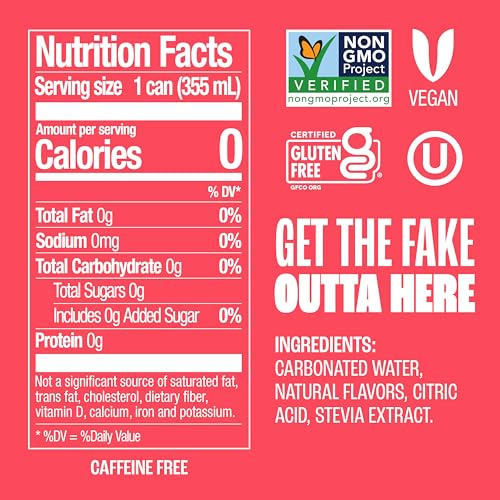 Image of Zevia Zero Sugar Soda, Strawberries and Cream, 12 oz Cans (24-Pack) - Caffeine Free, Naturally Sweetened, No Calorie Soda - Non-GMO Project Verified, Gluten-Free, Vegan