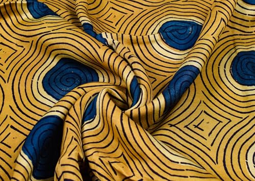 Image of Ethnics of Kutch Womens's Ajrakh Modal Silk Natural Dye Hand Block Print Unstitched Kurta Fabric