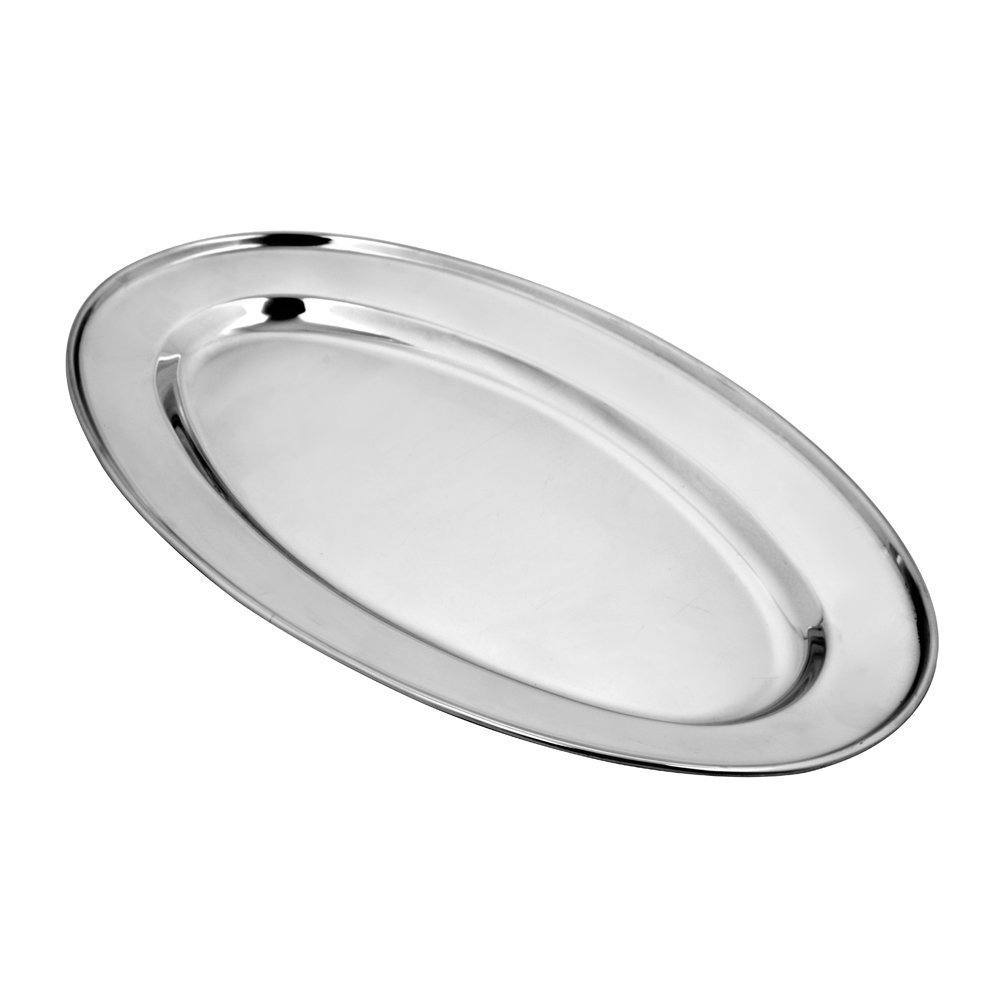 Kosma Set di 2 vassoi ovali in acciaio inox | Piatto di riso | Piatti ovali | Vassoio da portata - 60 cm