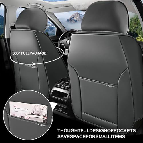 Image of Universal Car Seat Covers for Honda Crosstour 2012-2015 Anti-Slip Seat Covers,Waterproof Faux Leather Full Coverage Car Seat Protectors Interior Accessories(2Pcs Standard /Gray&White)