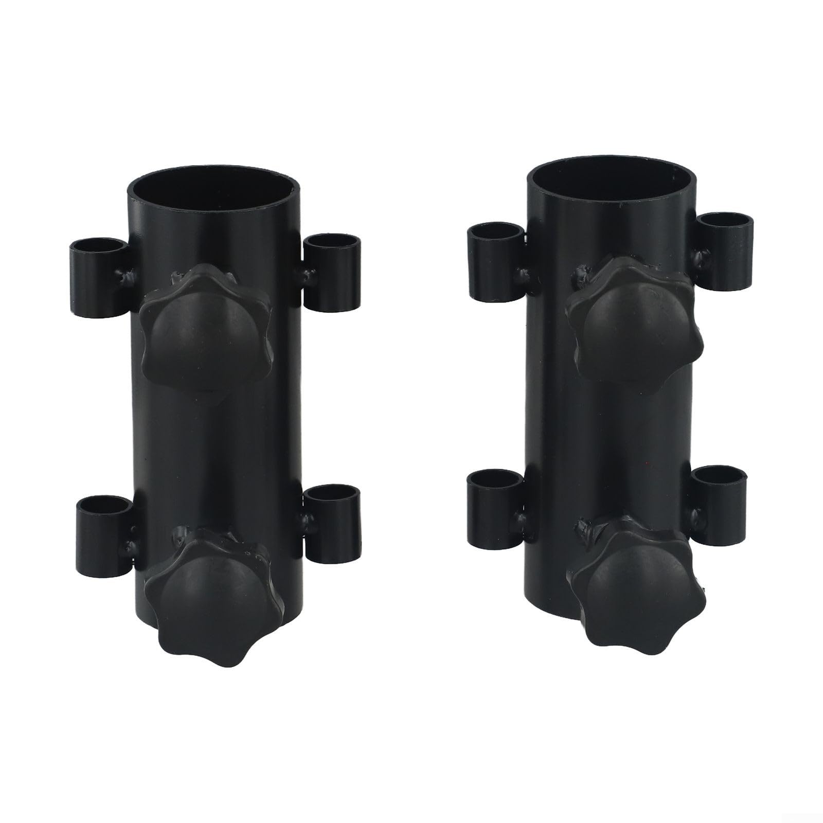 2pcs Heavy Duty Iron Canopy Pole Fixer Tent Holder for Camping Hiking Climbing Picnic for Night Fishing Awning Rod Tube Kit with Convenient Ground Nail Design in Black(adjustable)