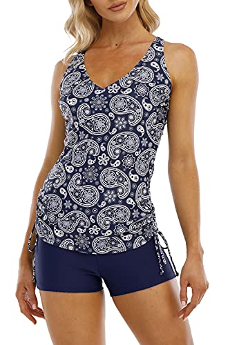 Halcurt Tankini Damen Set Zweiteilig Badeanzug mit BH V-Ausschnitt...