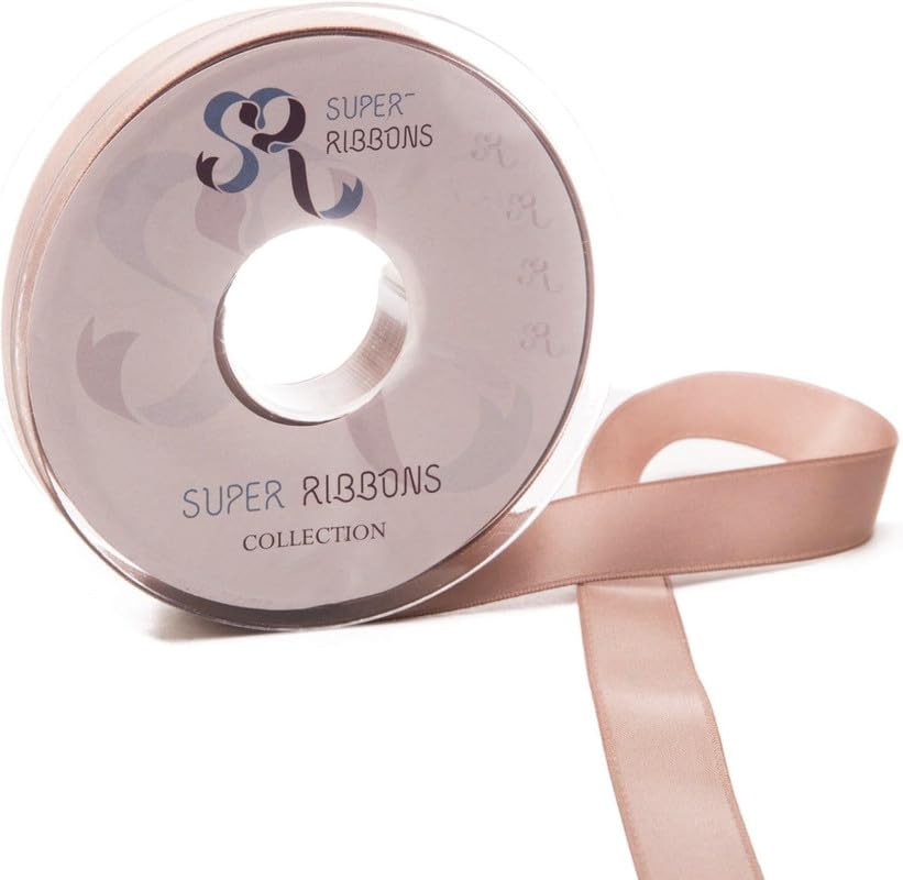 SR SUPER RIBBONS®™- Full Reel 25mm Double Faced Satin Ribbon, 20 Metres on Reel - Natural — image 1