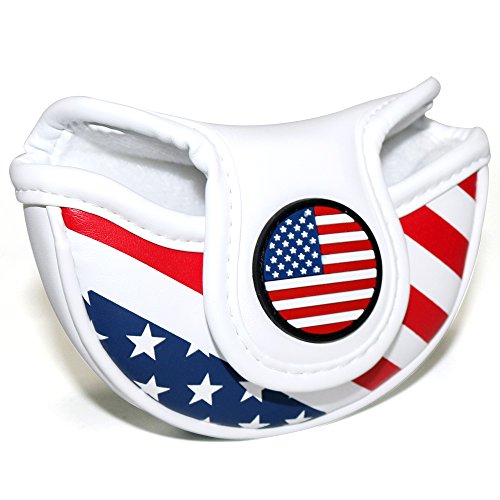 Craftsman Golf Stars and Stripes USA America Flag Mid Mallet Putter Cover Half-Mallet Headcover for Scotty Cameron Odyssey Taylormade Rossa Midsize Putter (for a Heel/Offset-Shafted Putter)