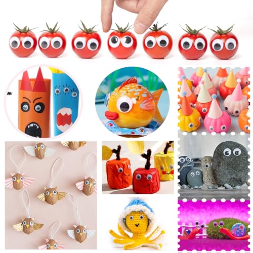 Image of TOAOB 300pcs 4mm Plastic Mini Wiggle Googly Eyes Self Adhesive White | Round Small Eyeballs, Sticker Eyes, DIY Arts Crafts, Scrapbooking, Accessories