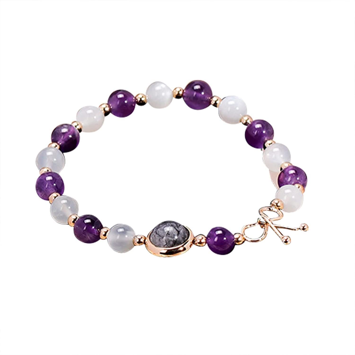 beizi Moonstone amethyst bracelet, amethyst bracelet, natural amethyst bracelet, gemstone chakra bracelet for women