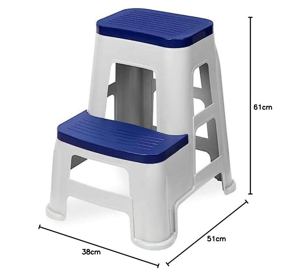 Image of SKYGLAMOUR 2 Step Plastic Multi-Purpose Step Stool for Kitchen | Office&Home Use with Weight Bearing Capacity of 120 Kg |2 Step Stool for Home| Color: Blue; Pack of 4