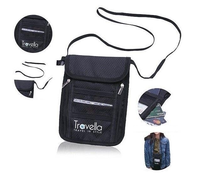 RFID Passport Holder Neck Wallet– Anti-theft Document and Passport Travel Wallet – Blocking Case with Neck Strap