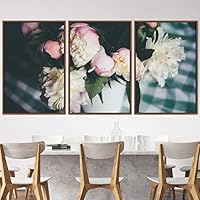 3 Piece Framed Canvas Wall Art Assorted Blossoms and Colorful Bouquet Canvas Prints Home Artwork Decoration for Living Room,Bedroom - 16
