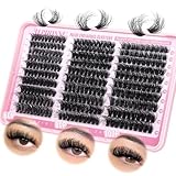 Fluffier Lash Clusters Thick Volume Lash Extension 10-18mm Cluster Eyelash Extensions DIY Individual Lashes Wispy at Home Pestañas Pelo a Pelo by ALPHONSE (60D+80D+100D, 300pcs)