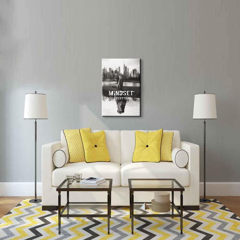 Mindset is Everything Wall Art Office Wall Decor Positive Affirmations Wall Decor Motivational Poster Quotes Wall Decor Framed Inspirational Wall Art for Office Decor (12''Wx18''H) Art-34 12.00" x 18.00"