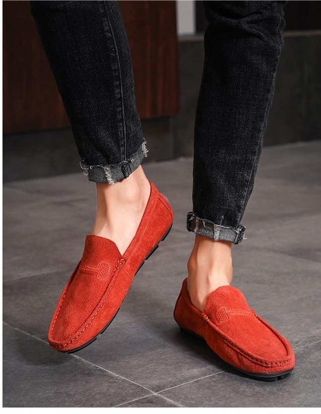 Men's Loafers Shoes Faux Leather Stitching Details Suede Vamp Rubber Sole Flexible Lightweight Comfortable Classic Slip On2