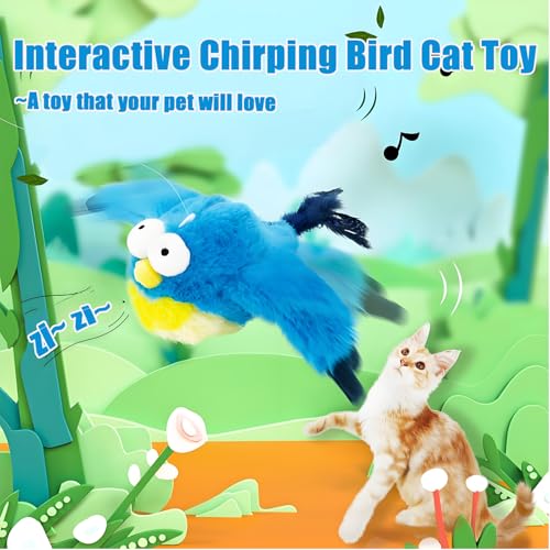 Image of Yewmow Interactive Chirping Bird Cat Toy,2026 Upgrade Flapping Bird Cat Toys,Simulated Chirping Bird Cat Toys,Cat Stimulation Toys for Indoor Cats (Gray Bird 1pcs)