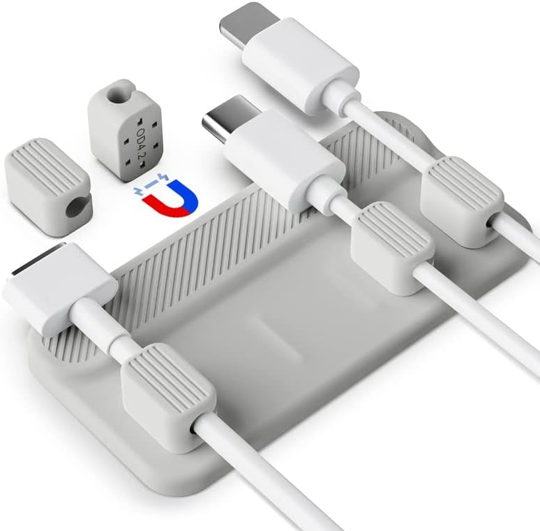 Organizador de cables magnético de escritorio multiusos, 5 clips para Lightning, USB C, micro cables y conectores magnéticos, soporte para cables se