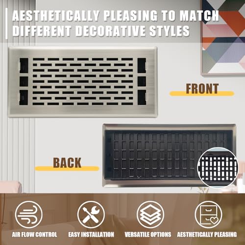 4x10 Inches Decorative Floor Register Vent Cover, Brushed Nickel, Slot by JATOHOME - Used condition - Image 2