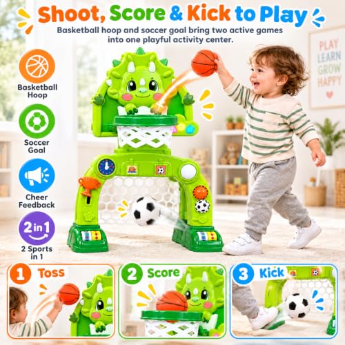 Dinosaur Adjustable Toddler Basketball Hoop Soccer Goal DROPS TO (MORE OPTIONS AVAILABLE) - image 6