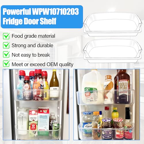 Image of [2 PACK]UPGRADED WRS588FIHZ00 WRS571CIDM02 WRS571CIHZ01 WRS571CIHV04 WRS588FIHV00 Refrigerator Door Bin Compatible With WPW10710203 Whirlpool Refrigerator Door Shelf W10710203 Kenmore Fridge Shelves