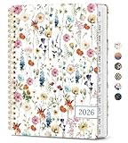 2026 Planner, Weekly and Monthly Calendar Planner for Women, Jan 2026 - Dec 2026, Hardcover Planning Agenda book with Tabs, Spiral Bound, Inner Pocket, Perfect for School Office Supplies, 6.3' x 8.5' - Wildflowers