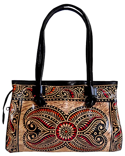 Crafts of India Exclusive Batik Design Ethnic Hand Made Shantiniketan Leather Indian Shoulder Bag